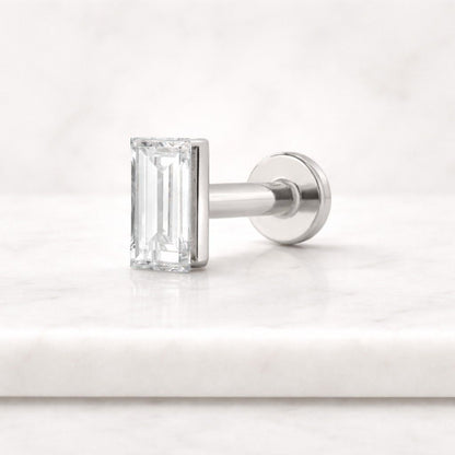 Emerald Cut Lab Grown Diamond Stud Earrings, Everyday Wear Minimalist Stud Earrings, Claw Prong Set Solitaire Earrings, CVD Diamond Studs