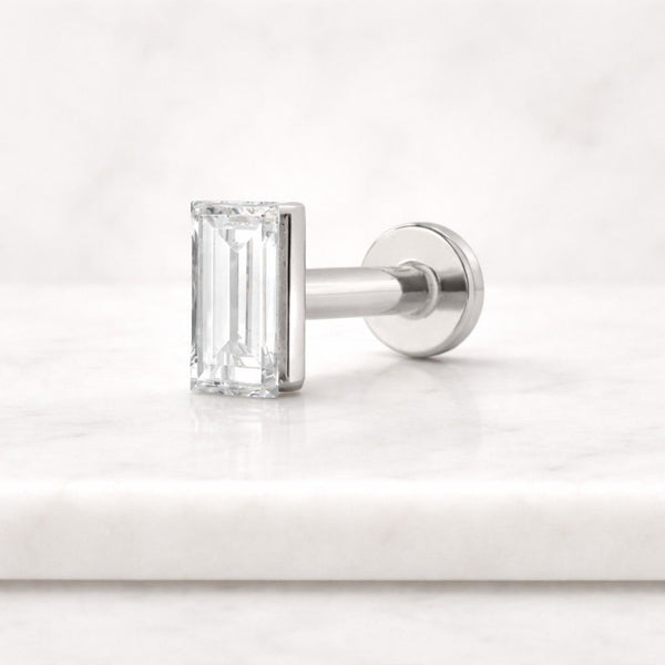Emerald Cut Lab Grown Diamond Stud Earrings, Everyday Wear Minimalist Stud Earrings, Claw Prong Set Solitaire Earrings, CVD Diamond Studs