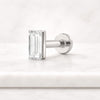 Emerald Cut Lab Grown Diamond Flat Back Stud Earring