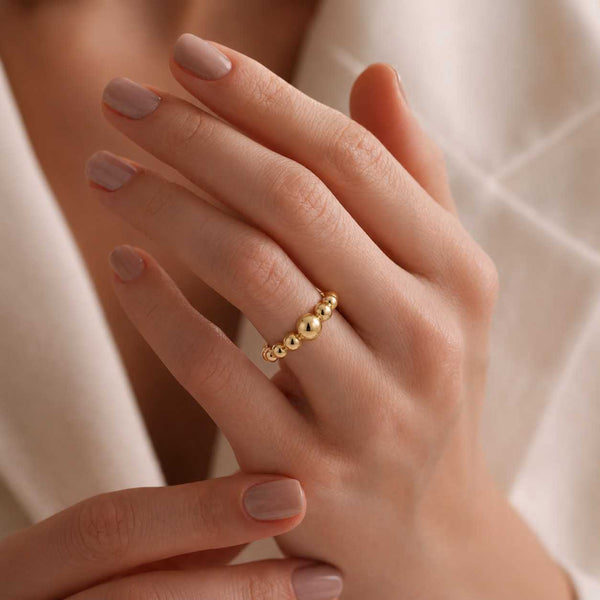 beaded band gold band bubble band bead stack ring slim gold ring polished gold ring sphere band dainty band minimalist band elegant band fine jewelry ring stack ring everyday band layering ring