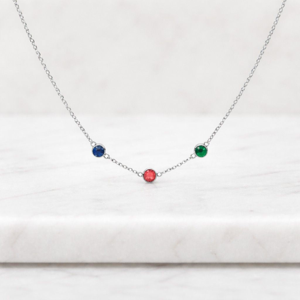 beaded look necklace station chain necklace gemstone station necklace colorful gems necklace