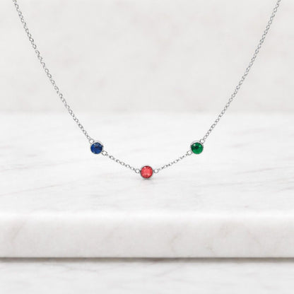 beaded look necklace station chain necklace gemstone station necklace colorful gems necklace