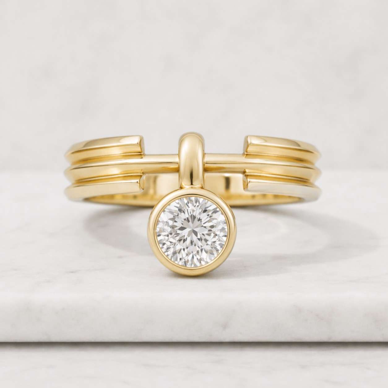 bezel ring solitaire ring gold ring statement ring open ring modern ring round stone ring diamond look ring stacking ring stackable ring unique ring womens ring bridal ring