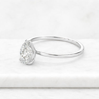 Pear Diamond Promise Ring Solitaire Pear Engagement Ring for Her Ring Lab Create Diamond Ring Dainty Diamond Ring
