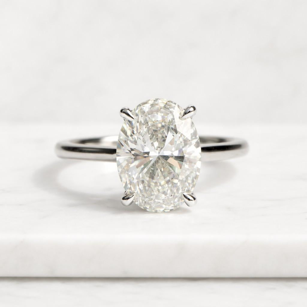 minimalist 1.25 ct oval cut moissanite solitaire,14k solid yellow gold engagement ring,4 prongs,1.8 mm knife edge band,anniversary ring/gift
