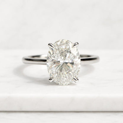 Minimalist 1.25 CT Oval Cut Moissanite Solitaire,14k Solid Yellow Gold Engagement Ring,4 Prongs,1.8 MM Knife Edge Band,Anniversary Ring/Gift

