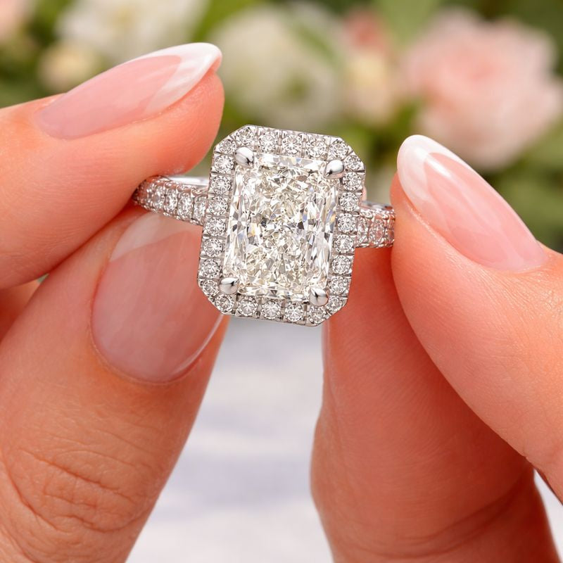  lab grown diamond halo engagement ring