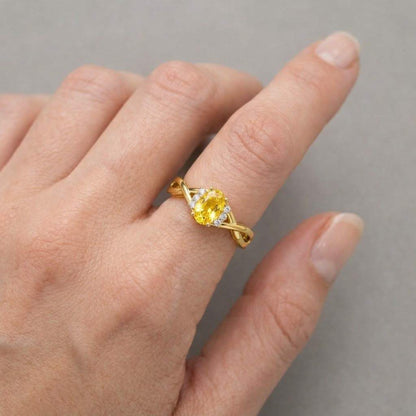 Citrine Ring - Halo Engagement Rings - 925 Sterling Silver Ring - Anniversary Gift For Her
