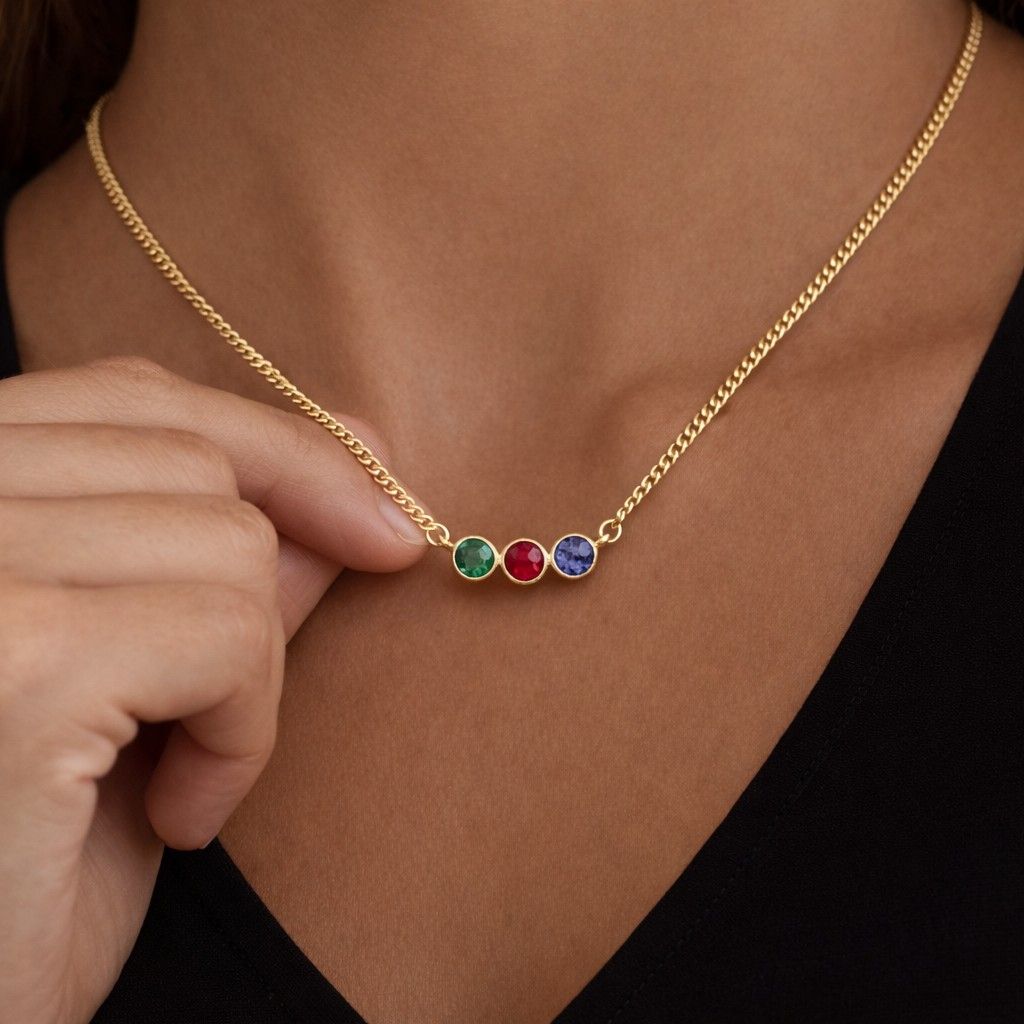 round ruby & diamond three stone dainty necklace 14k solid gold pendant