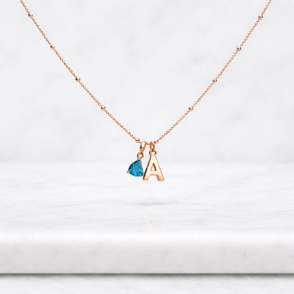 Custom Letter Necklace with Birthstone,Personalized Birthstone Necklace,Women Men Initial Necklace, Mother's Gift Birthday Gift for Her Him
