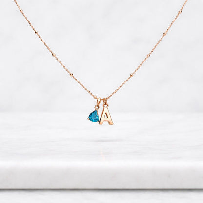 Custom Letter Necklace with Birthstone,Personalized Birthstone Necklace,Women Men Initial Necklace, Mother's Gift Birthday Gift for Her Him
