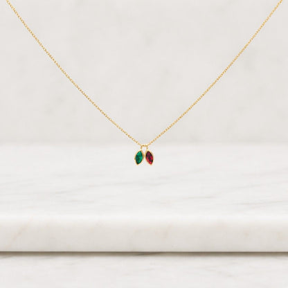 Custom Marquise Birthstone Necklace, 14k Gold Birthstone Jewelry, Family Gift, Anniversary Gift for Her, Grandma Gift, Mothers Day Gift

