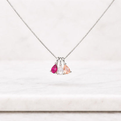 birthstone necklace gemstone necklace pear necklace drop necklace charm necklace trio necklace three stone necklace pendant necklace silver necklace dainty necklace