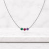 Three Stone Birthstone Necklace in Sterling Silver