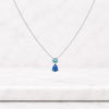 Blue Sapphire & Aquamarine Pear Cut Gemstone Pendant Necklace