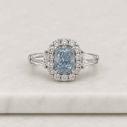 blue ring engagement ring halo ring cushion ring radiant ring cocktail ring promise ring bridal ring women ring fine jewelry statement ring center stone halo setting tapered band four prong ring
