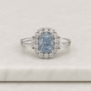 Radiant Cut Fancy Blue Lab Grown Diamond Halo Engagement Ring