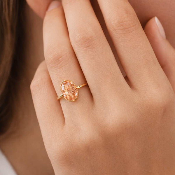 blush pink ring peach stone ring faceted ring shiny ring slim band ring classic ring luxury ring feminine ring stacking ring polished ring custom ring bridal ring