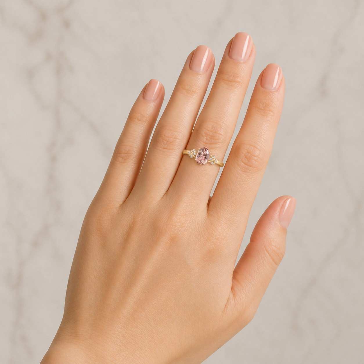 botanical ring flower ring vine band leaf band oval engagement ring pink engagement ring nature inspired ring twig ring garden ring floral engagement ring gemstone band
