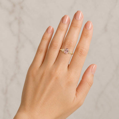 botanical ring flower ring vine band leaf band oval engagement ring pink engagement ring nature inspired ring twig ring garden ring floral engagement ring gemstone band