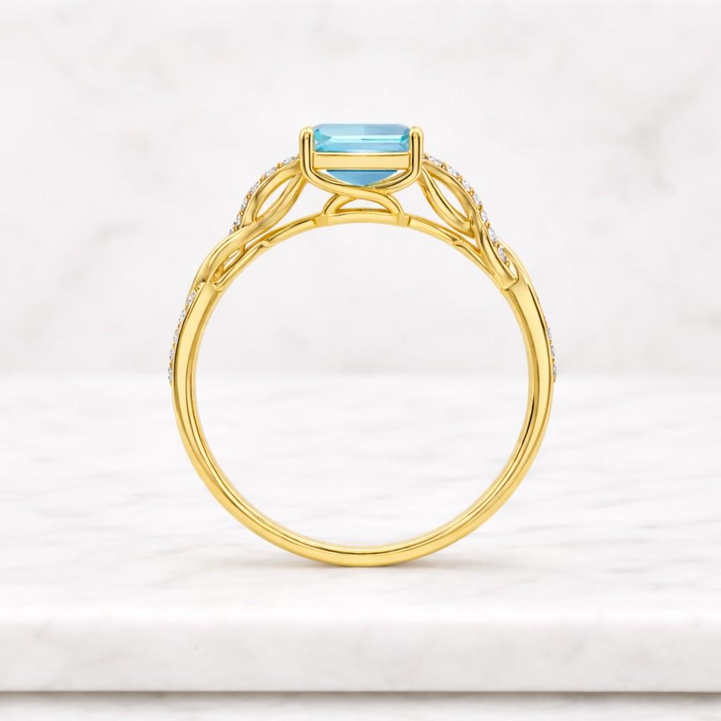 Aquamarine Rings, Twist Rose Gold Engagement Ring, Wedding Bridal Jewelry, Birthday Gifts

