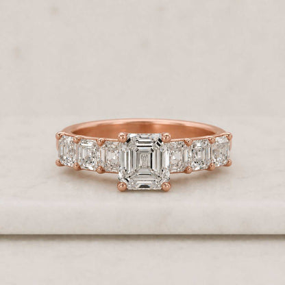 Asscher Cut Diamond Engagement Ring Genuine Lab Grown Diamond Ring Wedding Anniversary Gifts for Women Pave Setting Ring Square Diamond Ring
