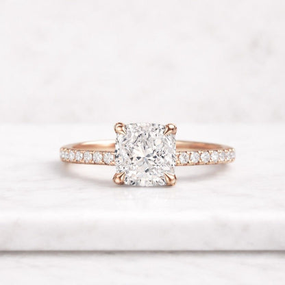 1.5CT Engagement Ring Cushion Cut Colorless Moissanite Statement Ring Classic Wedding Jewelry
