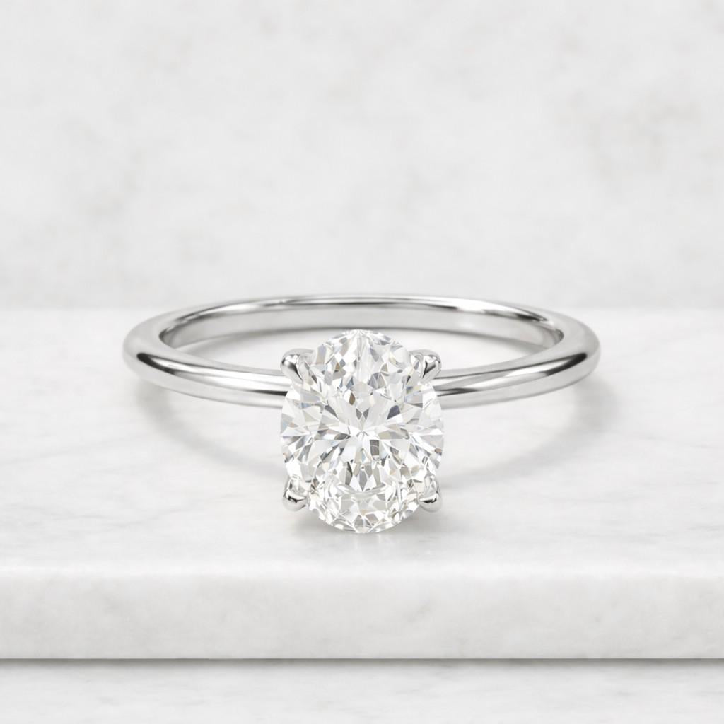 Oval Shape Moissanite Engagement Ring Solitaire Four Prong Set Bridal Wedding Ring For Her Minimalist Design 14k Solid Yellow Gold 3.00ct
