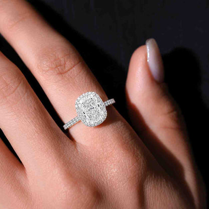 Radiant Halo Engagement Ring, IGI Certified Diamond Wedding Ring, Anniversary Ring for Wife, Birthday Gift Ring Her