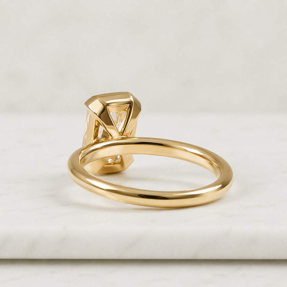 solitaire diamond ring emerald cut engagement ring genuine lab grown diamond ring half bezel setting ring solid yellow rose white gold ring