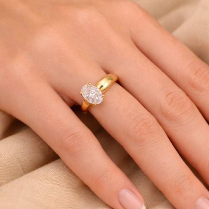 Oval Engagement Ring Genuine Lab Grown Diamond Wedding Ring Oval Brilliant Diamond Ring Solitaire Ring for Anniversary Gift Proposal Ring