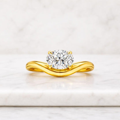 1 to 3CT Oval Lab Grown Diamond Engagement Ring, 14K Gold East-West Ring