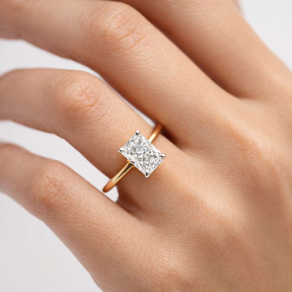 2.00ct radiant moissanite engagement ring, 925 sterling silver solitaire proposal ring, minimalist anniversary gift, women's daily wear ring
