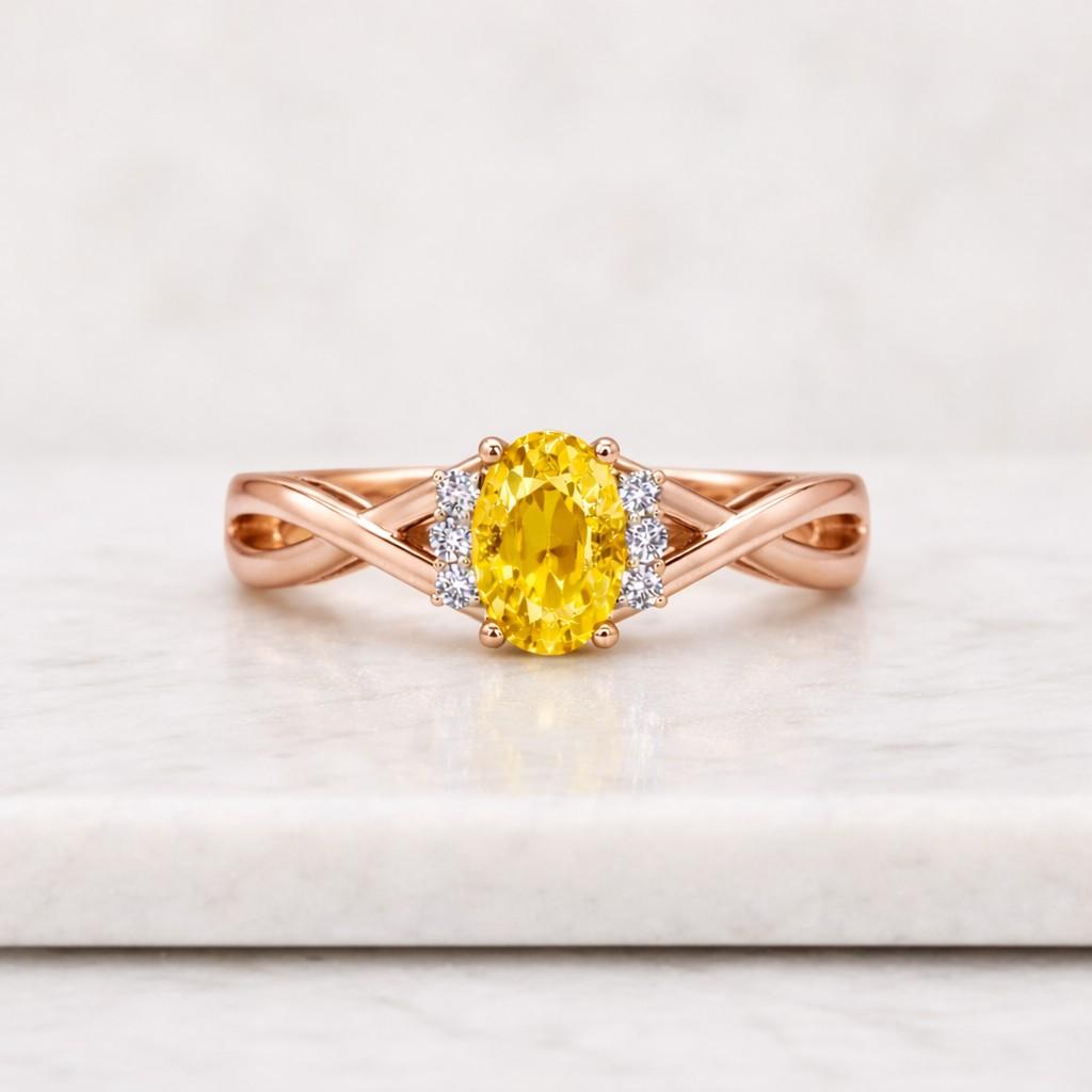 yellow sapphire ring • diamond halo, 925 sterling silver engagement ring

