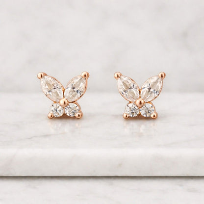 butterfly earrings stud earrings gold stud earrings rose gold earrings crystal earrings marquise earrings