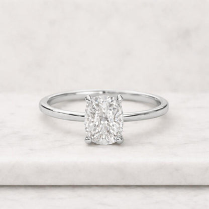Cushion Solitaire Moissanite Ring In 14K Solid Yellow Gold, 3.00 Carat Cushion Cut Colorless Moissanite Engagement Ring, Cushion Cut Ring