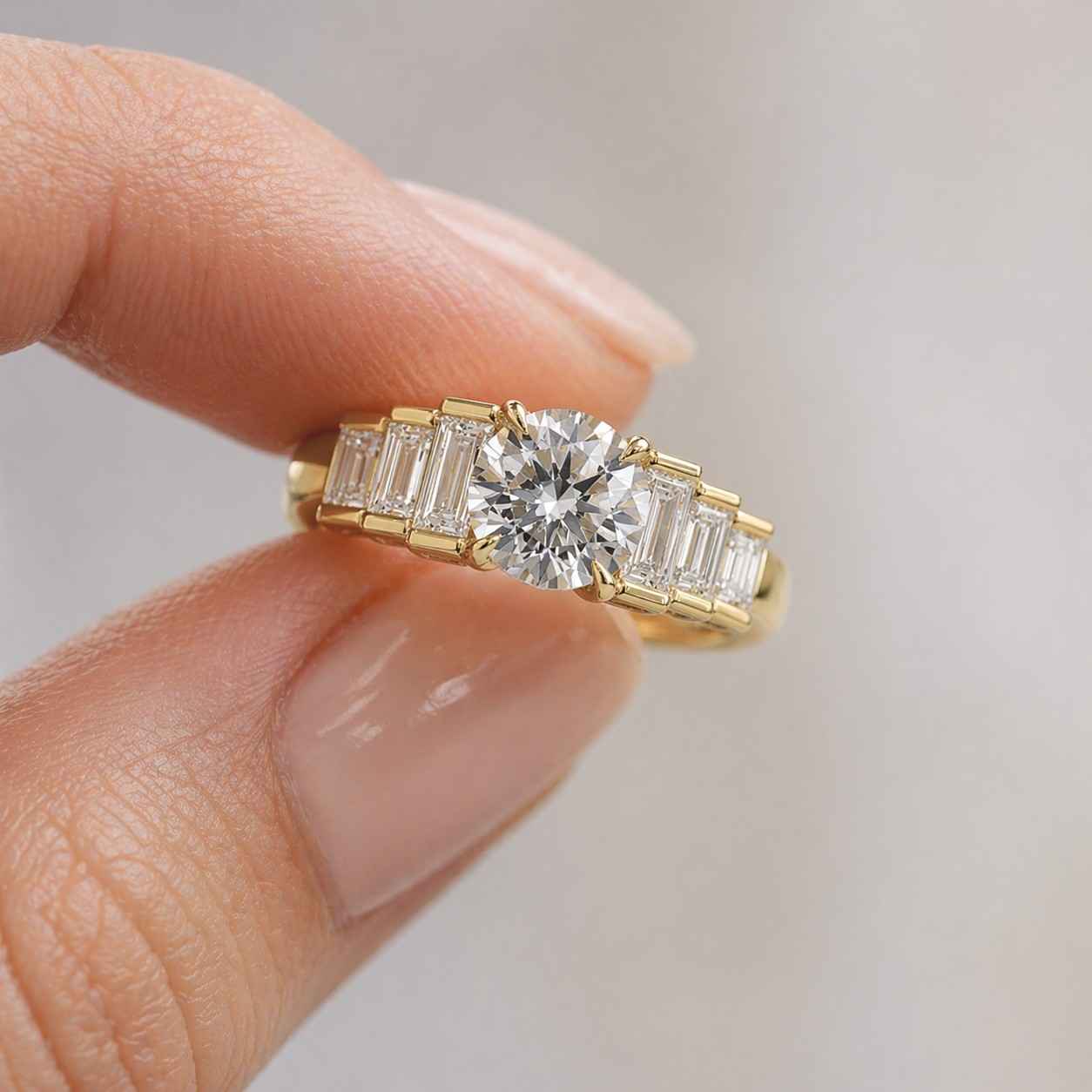 lab diamond engagement ring round cut diamond ring 3 stone ring for anniversary gift round trilogy ring birthday gift for her custom rings