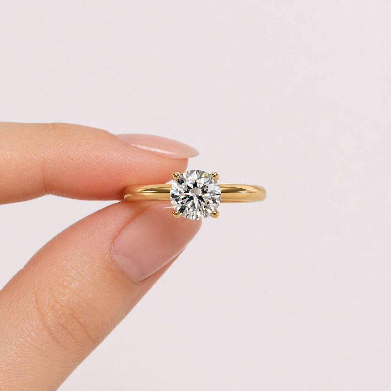 tulip solid gold round cut moissanite engagement ring, bridge accented with stones proposal ring
