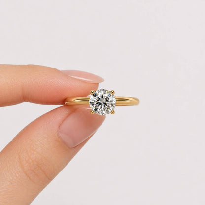 Tulip Solid Gold Round Cut Moissanite Engagement Ring, Bridge Accented with stones Proposal Ring