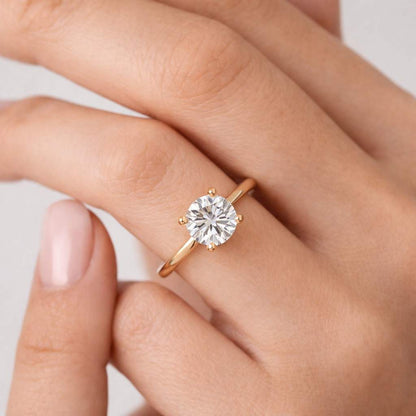 4 Ct Round Cut Colorless Moissanite Engagement Ring Classic Round Cut Solitaire Ring 14K Gold Two Tone Wedding Ring Anniversary Gift Ring
