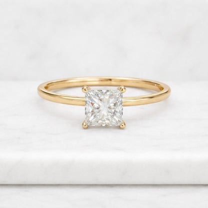 Solitaire Diamond Ring Princess Cut Diamond Ring Square Diamond Ring Princess Lab Grown Diamond Engagement Ring Anniversary Gifts for Her