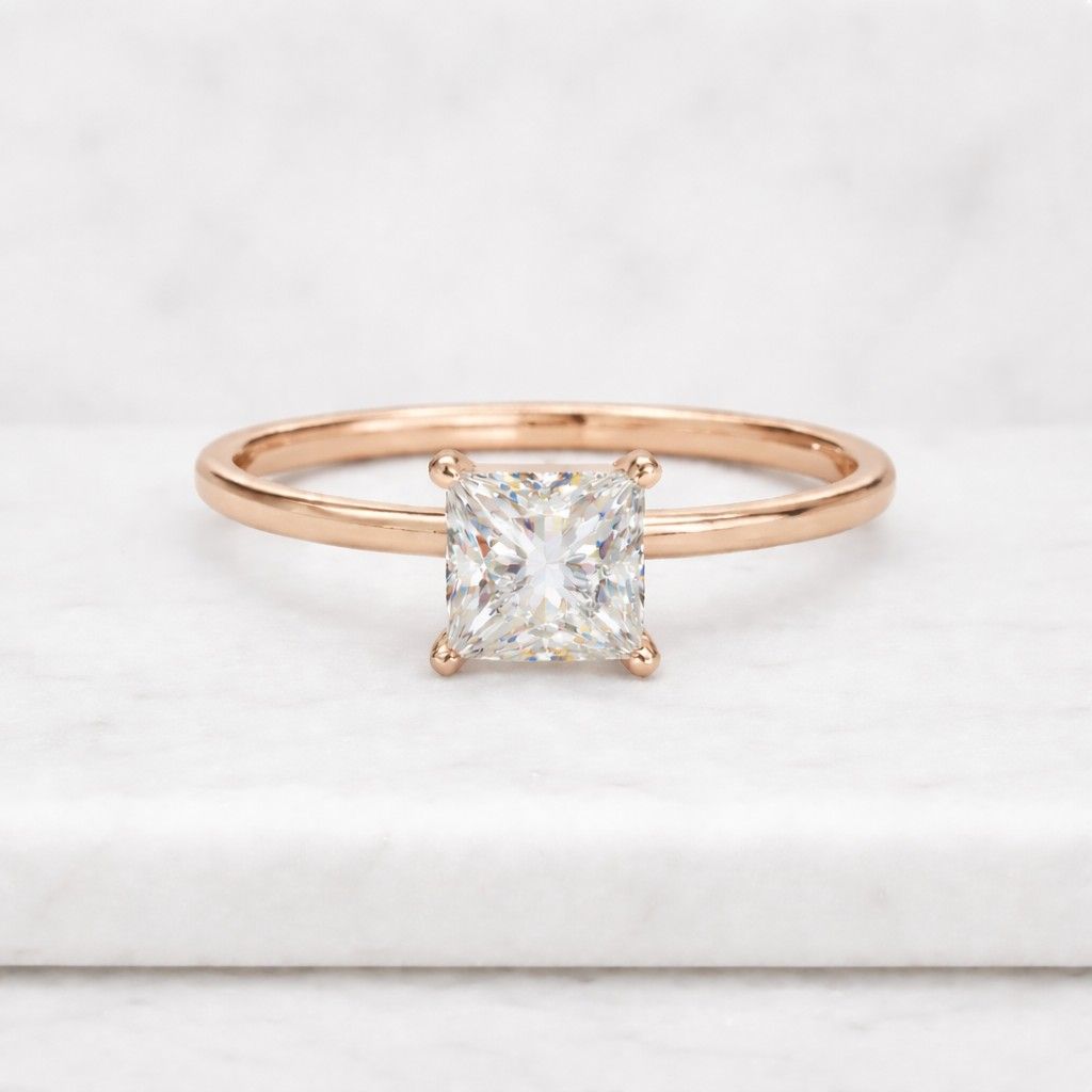 2ct princess cut moissanite proposal, engagement ring in sterling silver s925
