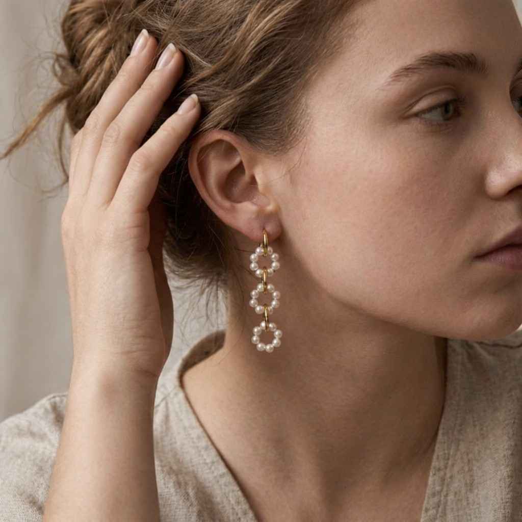 gold knot pearl earrings, freshwater pearl drop earrings, 18k gold plated dangle earrings, bridal pearl jewelry, wedding jewelry for bride

