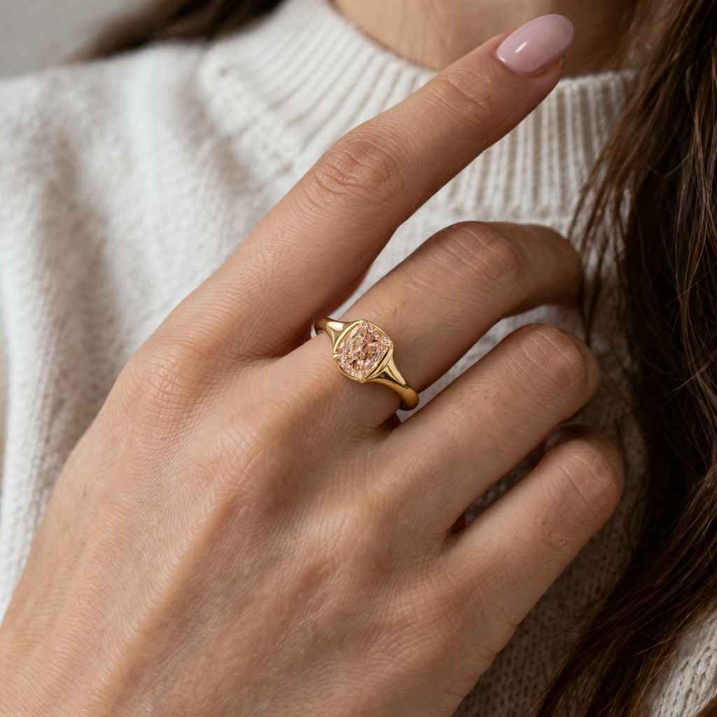 square cushion cut pink morganite solitaire promise ring, 14k 18k rose gold morganite engagement ring, plain band anniversary ring for women

