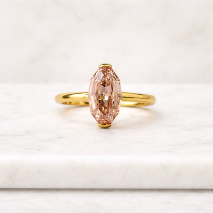 1.7 CT Fancy Brown Oval Moissanite Ring, 18K Gold Art Deco Engagement Ring
