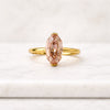 Oval Step Cut Champagne Lab Grown Diamond Solitaire Ring in 14K
