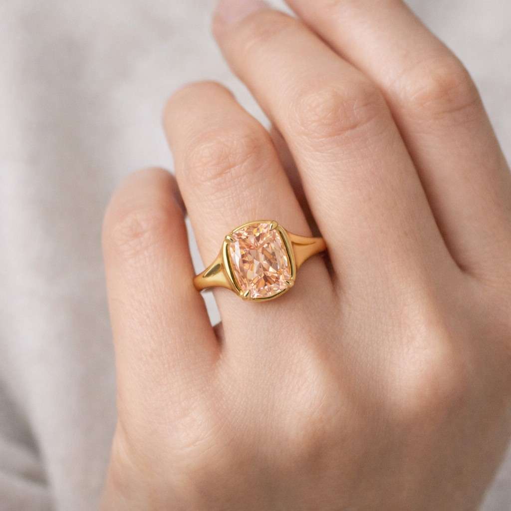 Pink Ring, Pink Elongated Cushion Cut Ring, Statement Ring, Solitaire Ring, Gemstone Ring, 925 Sterling Silver
