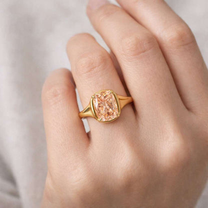 Pink Ring, Pink Elongated Cushion Cut Ring, Statement Ring, Solitaire Ring, Gemstone Ring, 925 Sterling Silver
