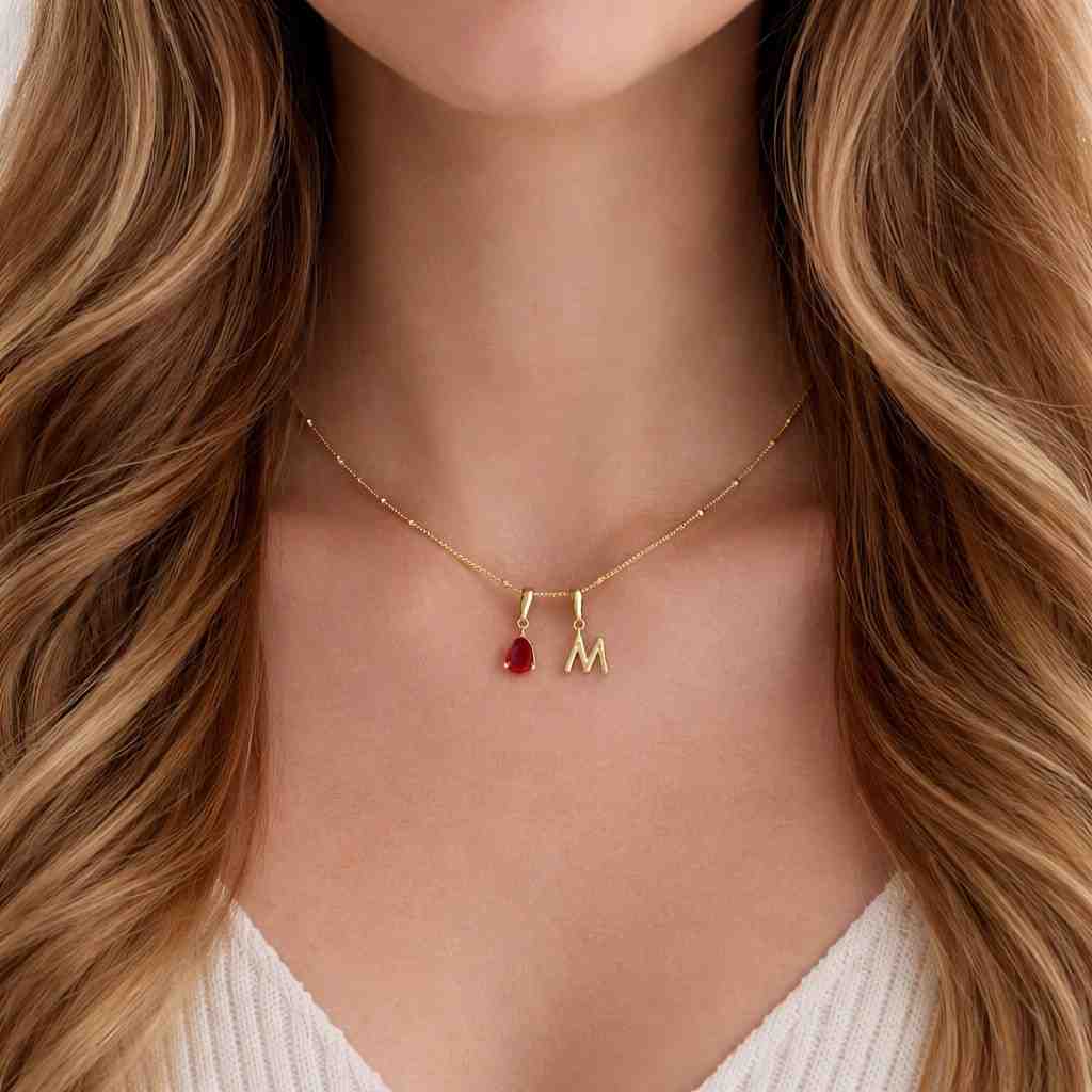 charm blue gemstone gold pendant chain necklace simple necklace modern necklace trendy necklace stylish necklace unique necklace charm jewelry birthstone jewelry