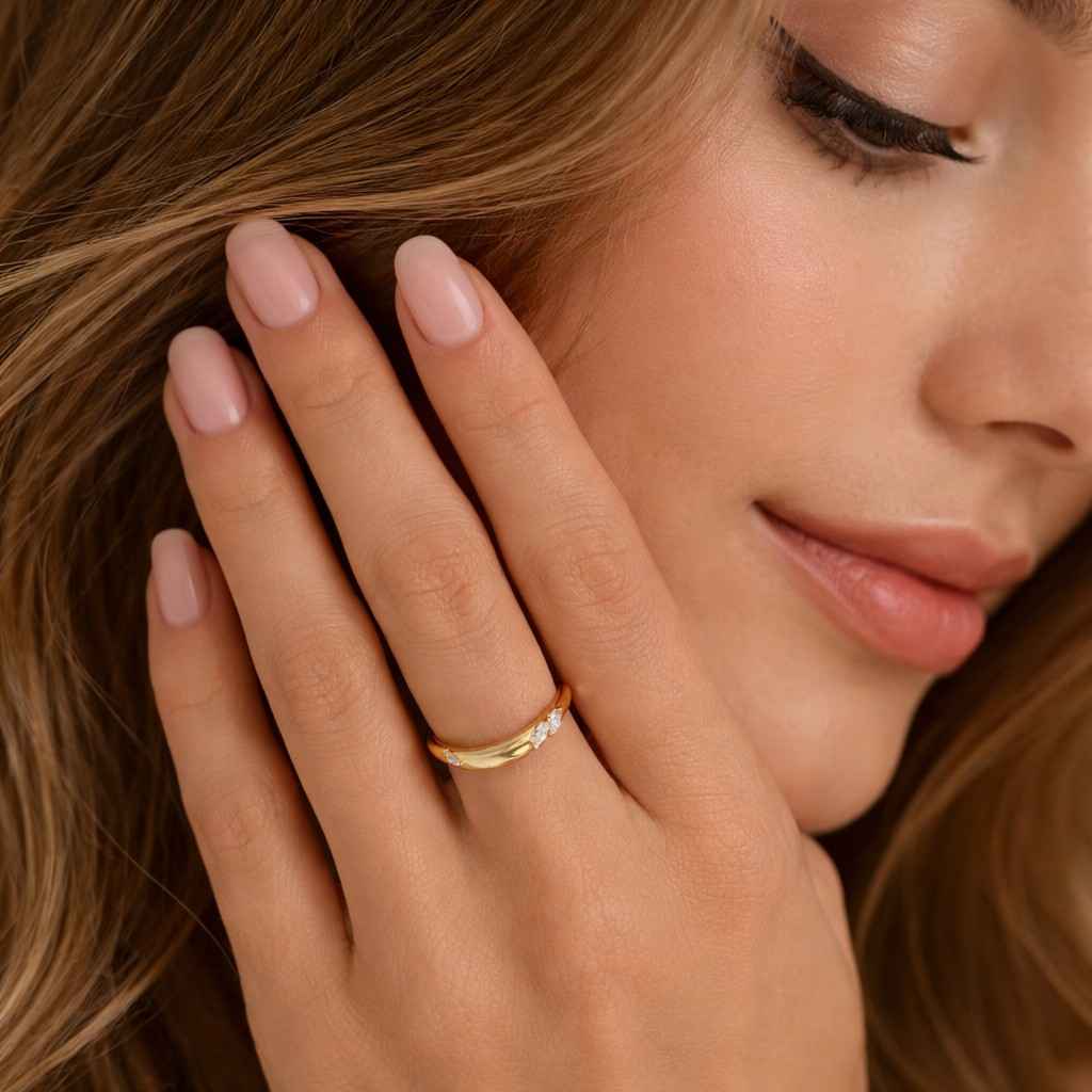 custom curved wedding band women genuine marquise lab grown diamond ring crown ring for her tiara ring with engagement ring anniversary gift